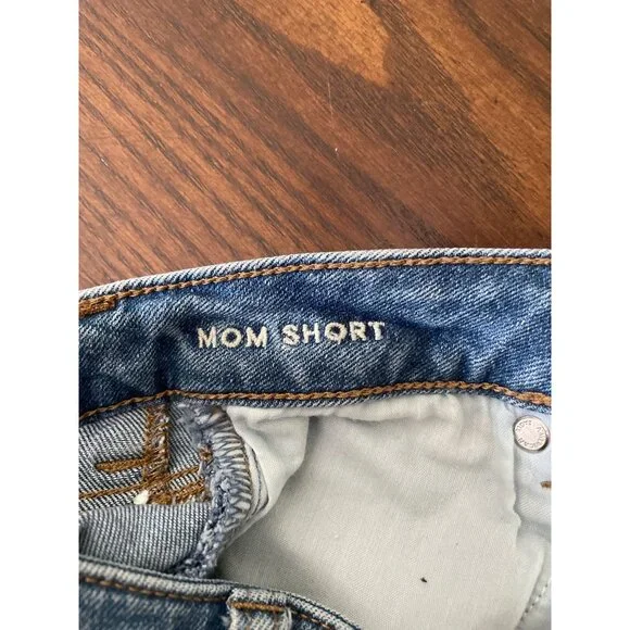 American Eagle Mom Short Jean Shorts Cuffed Light Wash Stretch High Rise 0 - Picture 5 of 8